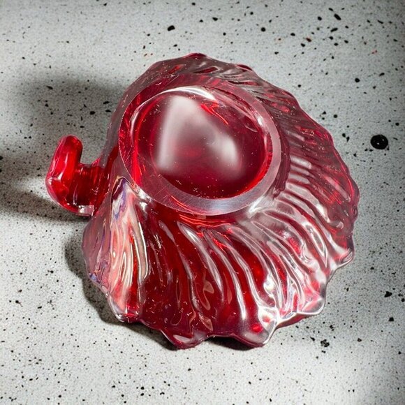 Vintage Viking Ruby Red Glass Leaf Shaped Dish Trinket Dish Small Plate VTG - Picture 3 of 16